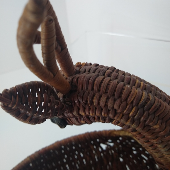 Vintage Christmas Reindeer Wicker Basket Long Boho Chic AS IS Missing Ear - Picture 4 of 7